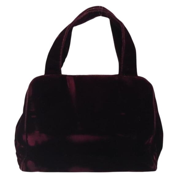 PRADA Hand Bag Velor Bordeaux Silver - Picture 2 of 12